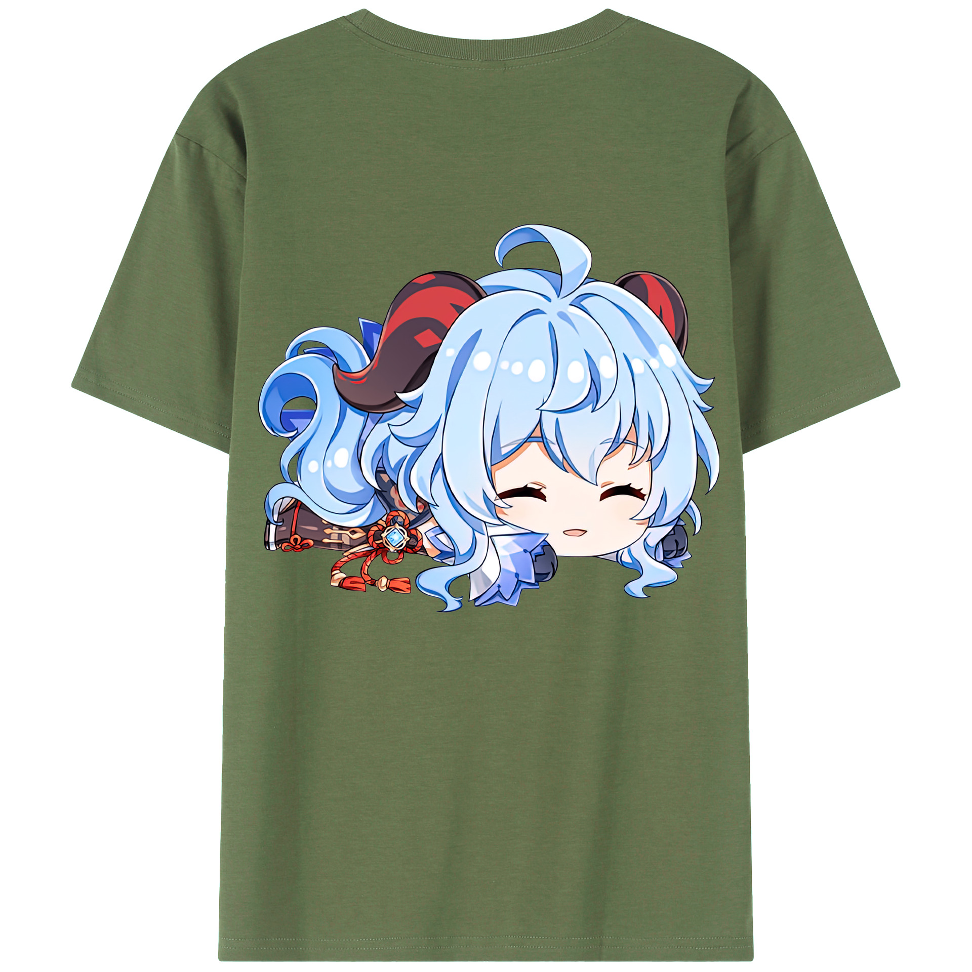 げんし神 甘雨 かんう genshin Ganyu 綿100％ メンズ半袖Tシャツ（バックプリント） 通気性